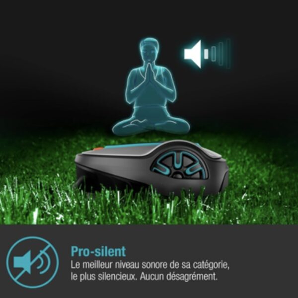 GARDENA SILENO life 1000. Tondeuse robot connectée Bluetooth®. < 1000m². Tond sous la pluie. Capteur de gel. Nettoyage à l’eau. Ultra-silencieuse – Image 4
